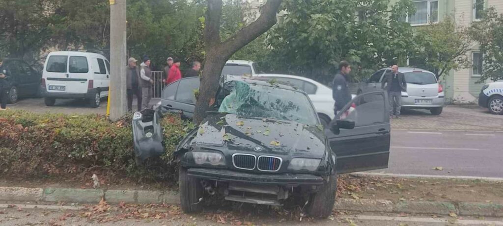 Bursa’da otomobilin ağaça çarpması sonucu 2 kişi yaralandı