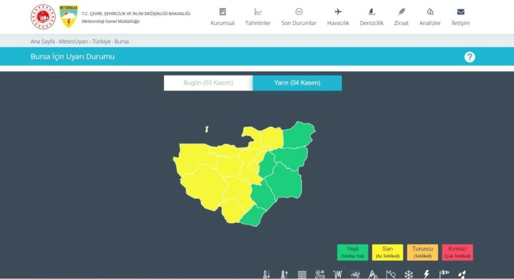 Meteorolojiden Bursa için son dakika uyarısı