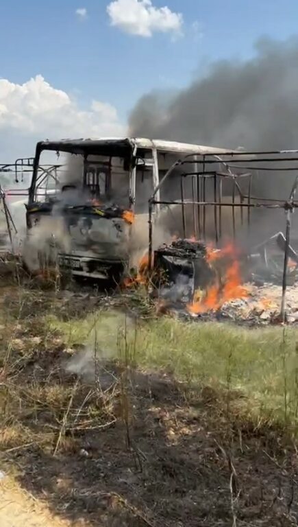 Mevsimlik işçilerin kaldığı çadırlarda yangın çıktı