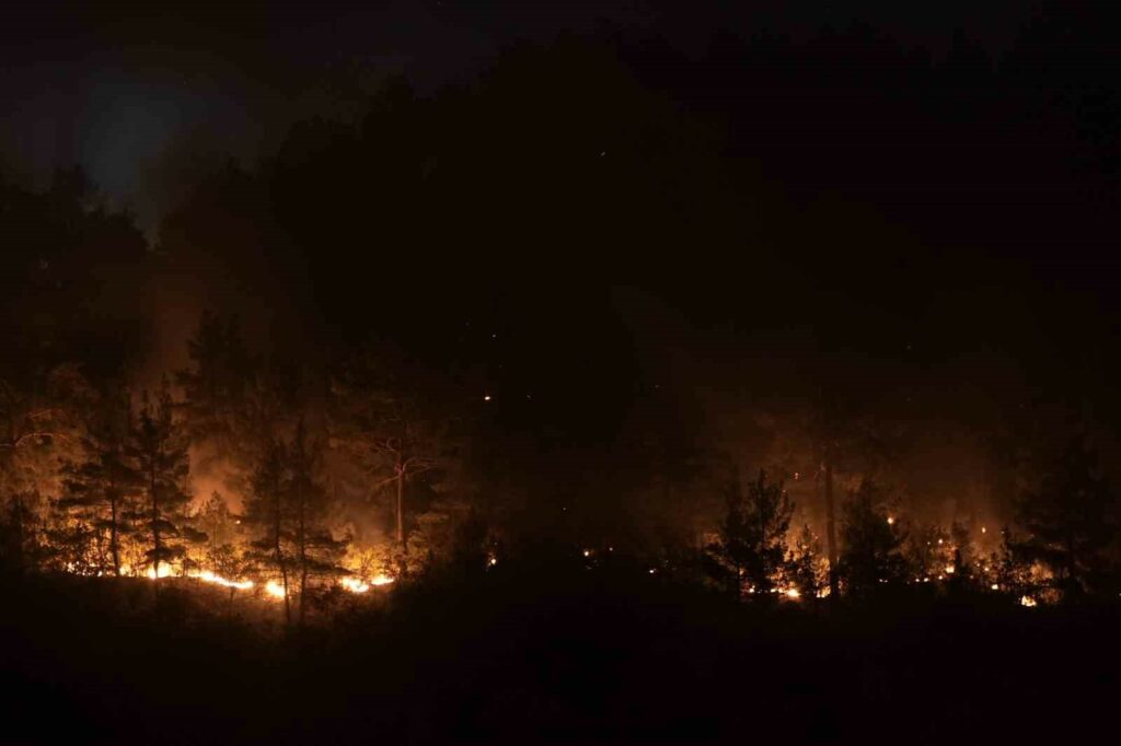 Bursa-Balıkesir sınırındaki orman yangınına 8. saatinde müdahale devam ediyor